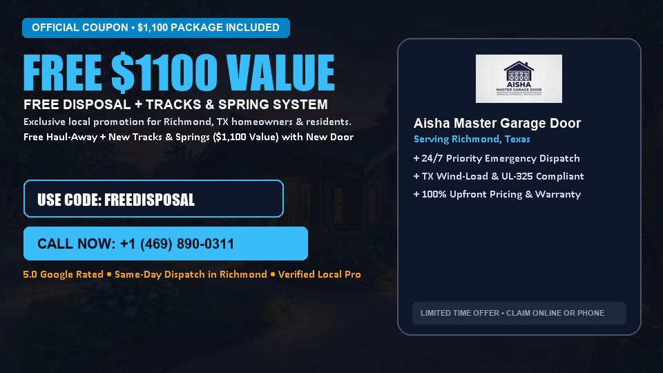 FREE Old Door Haul-Away & Heavy-Duty Tracks in Richmond, TX - Aisha Master Garage Door